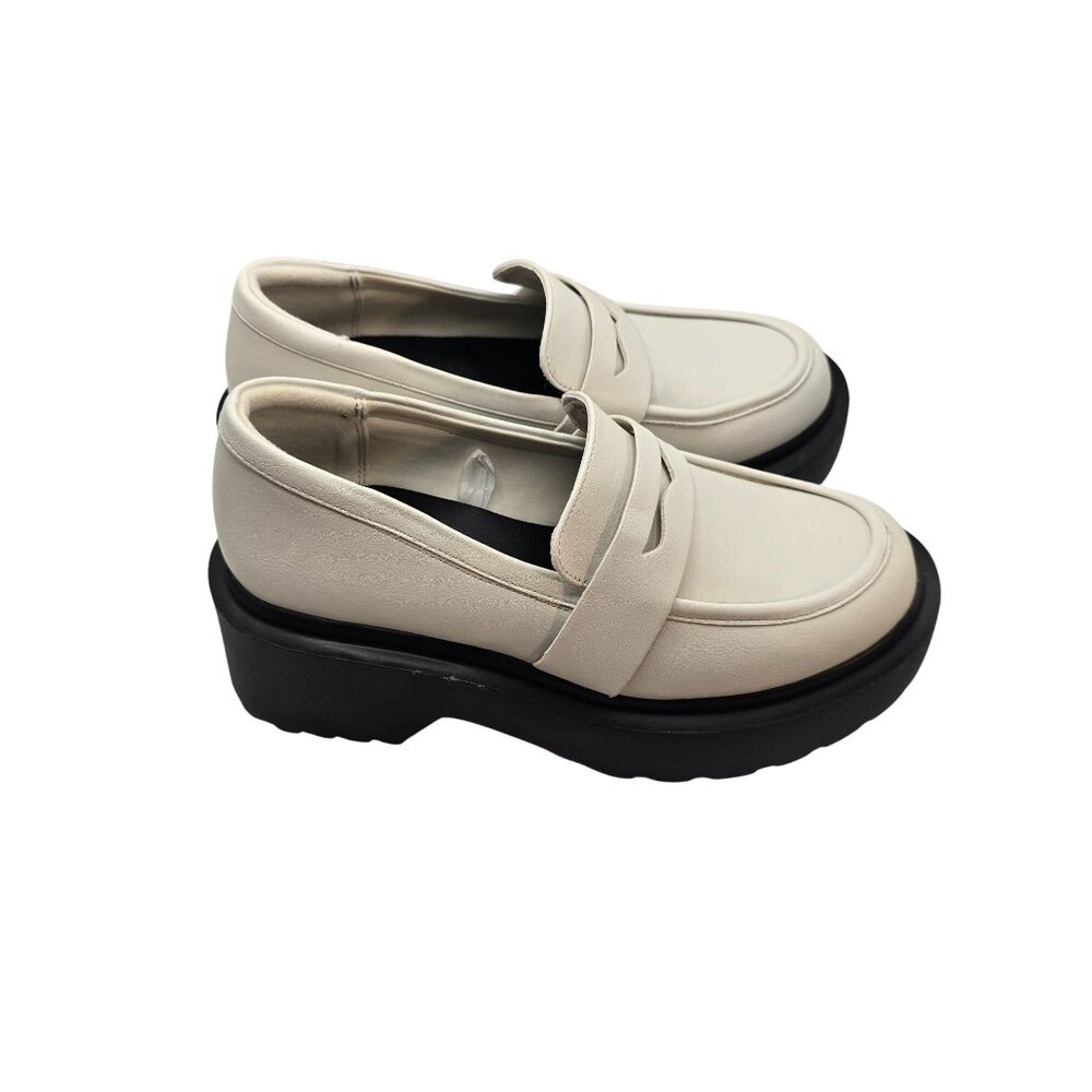 Wild Fable Women's Platform Penny Loafer White Faux Leather Shoes Size 6.5 in. - Picture 4 of 7
